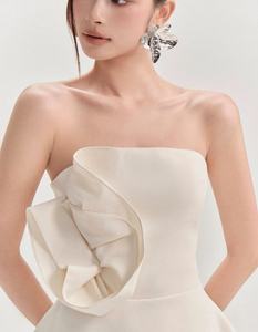 Primavera 2026, <span class=keywords><strong>el</strong></span> Nuevo Vestido Francés sin Tirantes Color Albaricoque, Elegante y Vibrante, con Estampado Floral Tridimensional para Mujer - Product Image 4