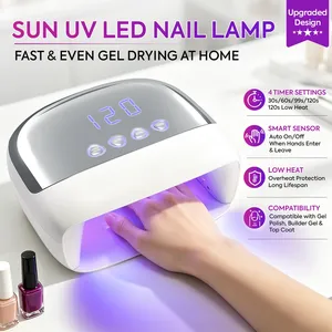 โคมไฟเล็บ LED ป้องกันรังสียูวี พร้อมพื้นที่กว้างพิเศษ, หลอด LED คู่ความยาวคลื่น 365+405 นาโนเมตร, ตั้งเวลาได้ 4 ระดับ 30 วินาที/60 วินาที/99 วินาที/120 วินาที - Product Image 2