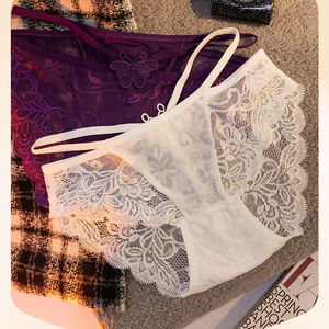 Pure <span class=keywords><strong>Secy</strong></span> Lace Cutout Bxw Briefs Wmen's Authentic Mid-wwaistbreathable Bacteriostatic Crotch Fringe Panties - Product Image 6