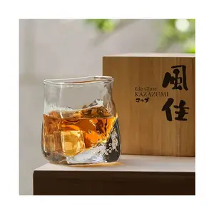 EDO Desainer Kazazumi Gelas Whiskey Buatan Tangan Jepang Cangkir Anggur Seni Penahan Angin Desain Pemodelan Acak Kaca Wiski Kreatif
