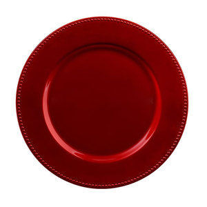 Assiettes de présentation rouges en plastique 13 pouces Assiettes de table rondes en plastique pour mariage de Noël pour événement - Product Image 4