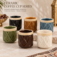 Tasse à café en céramique arabe de 190 ml, tasse à thé en porcelaine embossée du Moyen-Orient, logo personnalisé en couleur pour café, hôtel, restaurant