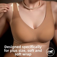 Soutien-gorge sans armatures push-up sans coutures pour femmes grandes tailles en Spandex Europe-Amérique, qui rehausse, prévient le relâchement et contrôle le débordement