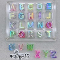 Perles de lettres translucides colorées en acrylique 20mm 6mm à grand trou, perles alphabet irisées A-Z, vente en gros, bracelet, artisanat OEM ODM