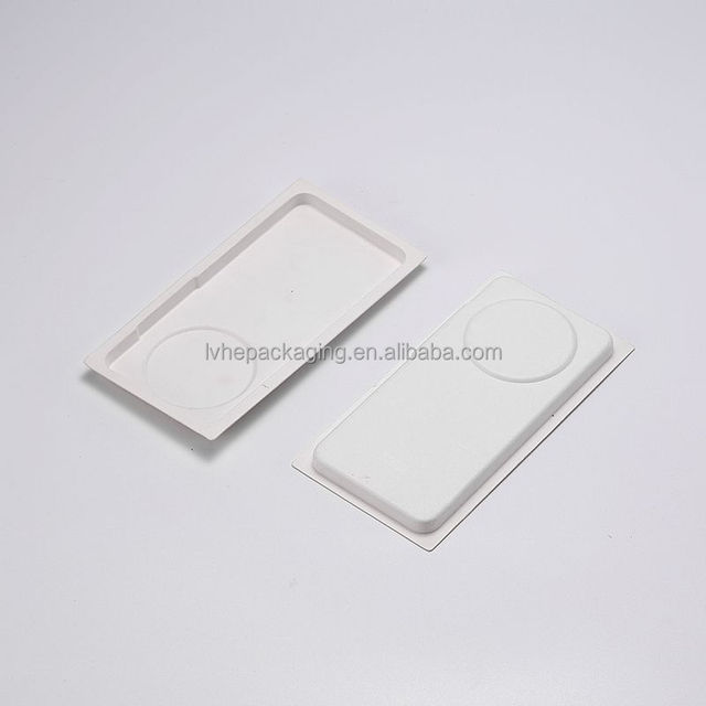 Biodegradable Sugarcane Bagasse Fiber Molded Pulp Tray Inner Phone Packaging Tray with Decorative Application for Gifts
