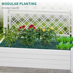 Grand bac à plantes surélevé pour légumes et fleurs avec treillis - Product Image 3