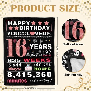 Manta de Franela con Estampado Variado de Frases de Cumpleaños, Manta para Siesta, Cálida, Súper Suave para Cama, Sofá, Personalizable - Product Image 5
