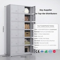 Armoire de rangement métallique robuste à 18 portes, démontable, pour écoles, gymnases, salles de personnel, bureaux, avec serrure à clé