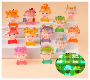 Mang Dai Chanceux Résine Ornements Lumineux Glowing Diy Zodiac Charme Mignon Enfants Mystère Aveugle Sac Grand Personnalisé Jouets Figure Fabricant - Product Image 2