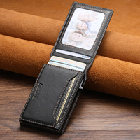 SUTENI Faux cuir pour hommes Portefeuille Fente pour carte Portefeuille Flip Cover Card Box En appuyant sur le bouton Éjecte automatiquement la carte
