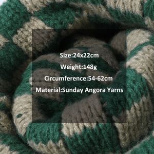 Bonnet en tricot d'automne-hiver en angora personnalisé à carreaux, vente en gros - Product Image 2