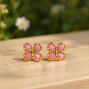 Ciondolo a Fiore Ilan 2 Pezzi Orecchini a Perno Placcati in Oro Rosa Accessori di Moda - Product Image 3