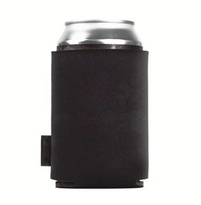 Black Color Customized Foldable Soft Foam Insulated Can <b>Cooler</b> <b>Drink</b> Cup with Woven Label for Fashion Refreshment - Product Image 3
