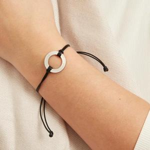 Sapphire-Bracelet en corde de cire, bijou avec anneau circulaire ajustable, personnalisé, à la mode - Product Image 5