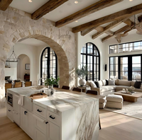 Fournisseur de mobilier de luxe pour villas : Cadre de lit moderne en velours haut de gamme pour villas (tailles Queen et King), canapé au design moderne, armoire de cuisine