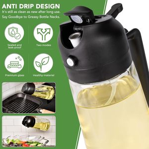 2024 Vente Chaude Nouvelle Arrivée 470ml Pot D'huile 2 en 1 Bouteille De Pulvérisation D'huile D'olive Vaporisateur/Verser Pot D'huile Intégré - Product Image 3