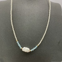 Vente en gros de collier de perles d'eau douce à la mode fait à la main avec motif géométrique plaqué or rhodium accessoire tendance