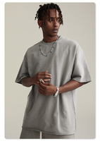 T-shirt Homme Haut de Gamme en Coton Lourd Tricoté 100% Coton, Manches Courtes, Couleur Unie, Coupe Oversize, Col Rond, Logo Personnalisé, Anti-boulochage