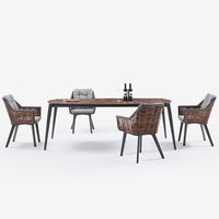 Ensemble de meubles de salle à manger en rotin léger et durable pour villa, tables et chaises de patio extérieur, cadre en aluminium moderne