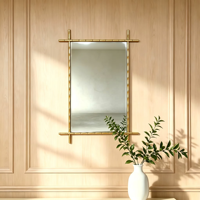Miroir mural en métal effet bambou doré, miroir rectangulaire décoratif en bambou pour la décoration murale de la maison