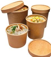 Conteneur alimentaire jetable en papier biodégradable de qualité alimentaire, bol à soupe en papier kraft 500 ml