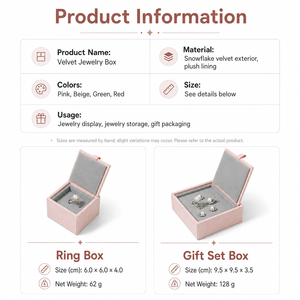 Luxury Velvet Flip Top Jewelry <b>Box</b> for Ring Earring Necklace Gift Packaging and small jewelry brands gift packaging - Product Image 2