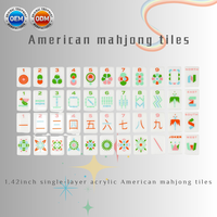Tuiles de Mahjong de luxe modernes américaines Avisocean, 1,42 pouce, 36 tuiles #   Panneaux acryliques monocouche gravés double face pour fêtes de 4 personnes