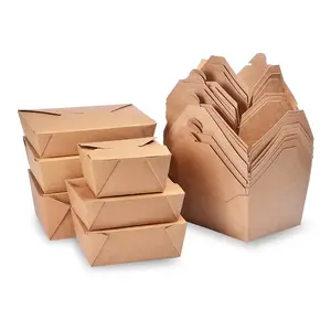 Caja de Almuerzo de Papel Kraft Ecológica Directo de Fábrica, Caja de Comida <span class=keywords><strong>para</strong></span> Llevar con 2 Compartimentos <span class=keywords><strong>para</strong></span> Restaurantes de Comida Rápida - Product Image 6