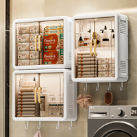 COIZY gratuit tenture murale porte d'aspiration magnétique carré PP matériel pliable salle de bain armoire de rangement maison étagère murale poussière