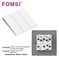 Interrupteurs muraux électriques FOMSI, norme britannique, noir, blanc, or, gris, finition Skin-touch, sans bordure, 3 gangues, 1 voie, interrupteur d'éclairage