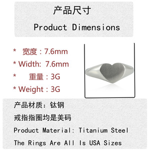 Heart Shape <b>Titanium</b> Steel <b>Ring</b> Women's Punk Style Gift Jewelry 21048 - Product Image 3
