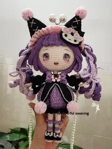 <span class=keywords><strong>Monedero</strong></span> de hilo Kuromi hecho a mano para niños, bolso cruzado para niños con cierre de metal, billetera y tarjetero de regalo - Product Image 6