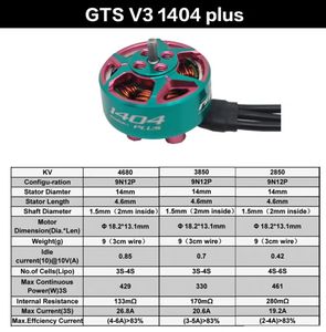 Moteur brushless en plastique RCinpower GTS V3 1404 Plus 2850KV/3850KV/4680KV 3-4S pour drones de course RC Toothpick DIY - Product Image 5