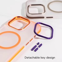 Compatible avec la recharge sans fil, coque de téléphone portable transparente en TPU+PC mate, antichoc, design luxueux avec anneau magnétique