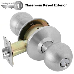YoukeyHomi Canada American USA Commercial Stainless Steel Classroom Keyed Cylindrical ANSI Grade-2 UL Fire <strong>Door</strong> Handle <strong>Knob</strong> Lock - Product Image 3