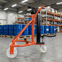 Chariot manuel silencieux à quatre roues pour le déplacement de fûts d'huile de 350 kg, modèle DF350