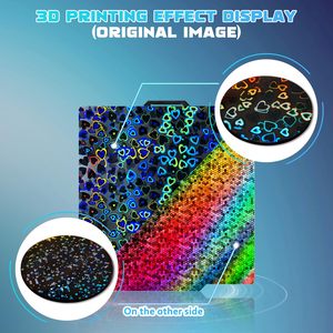 แผ่นสร้างเอฟเฟกต์3D สำหรับ bambu A1ห้องแล็บ/X1C/X1/X1E/P1P/P1S เครื่องพิมพ์3D สองด้าน3D รูปหัวใจสีรุ้งเรียบ - Product Image 6