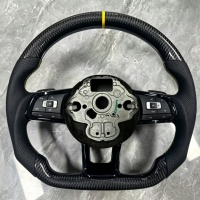Volant en fibre de carbone personnalisé pour Volkswagen Golf 6 MK6 GTD GTI R Scirocco Polo-3, volant en cuir