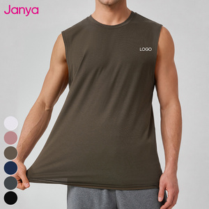 Nouveau débardeur de sport Janya en modal tricoté, respirant, à séchage rapide, uni, sans manches, avec logo personnalisé, pour hommes, pour le basketball - Product Image 1