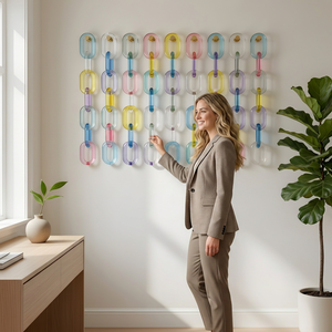 Escultura de Pared Artística Multicolor de Resina Impermeable Hecha a Mano con Cadena de Eslabones, Forma Irregular, Decoración para el Hogar - Product Image 1