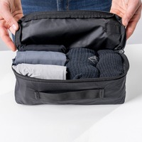 Ensemble de 3 cubes de rangement de voyage, organisateurs de bagages en nylon noir pour accessoires de voyage, organisateurs de rangement légers pour valise