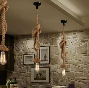 Lampada a Sospensione Boyid in Corda di Iuta Marrone di Lusso, Illuminazione LED Edison a Risparmio Energetico per Casa e Ufficio, E26/E27 - Product Image 3