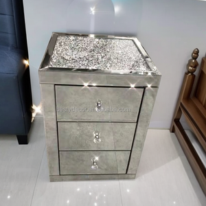 Crushed Diamond Sparkle Blingbling Silver Bevel Edge Crystal 3 Drawer Living Room <strong>Bedside</strong> Cabinet <strong>Console</strong> <strong>Table</strong> - Product Image 3