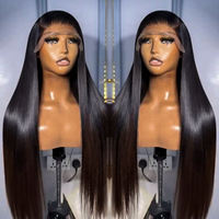 Perruques en cheveux humains vierges vietnamiens longs, raides comme des baguettes, double densité 150, sans colle, avec dentelle frontale HD transparente 13x6, pour femme