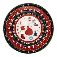 Service de vaisselle de Noël en porcelaine fine, assiettes rouges et bleu marine avec bord doré, pour la maison, les dîners en famille, les cadeaux, les fêtes, vente en gros de vaisselle