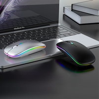 Produsen Mouse Gaming optikal RGB tanpa kabel ramping portabel 2.4G Mode ganda USB/BT Mouse nirkabel lampu latar dapat diisi ulang