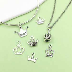 Antique <b>Silver</b> Alloy <b>Crown</b> Pendant Mixed Shapes For DIY Jewelry Accessories - Product Image 3