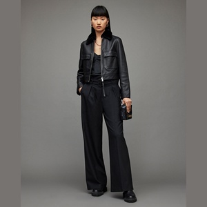 Chaqueta Corta de Cuero Genuino para Mujer, a la Moda, para Invierno, Sólida, Térmica, Impermeable, de Manga Larga, con Cierre de Cremallera, Estilo Motociclista - Product Image 3