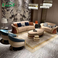 Hochwertiges Italienisches Luxus-Modernes Villa-Sofa Skulpturales Geschwungenes Bouclé-Sofa Nubuk-Leder Ecksofa-Set Wohnzimmermöbel Dekor