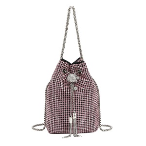Women Classic Crystal Bucket Bag Luxury Drawstring <b>Shoulder</b> Bag with a Detachable <b>Strap</b> for Work Daily Life - Product Image 6